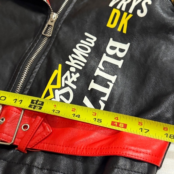 (T2) Vintage Y2K Punk Rock Crop Biker Jacket, Size M,80s Style, with Studs - Picture 13 of 16